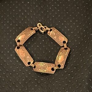 Solid Copper Bracelet with Buffalo Engraved Design